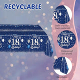 Blue 18th Birthday Party Supplies – Navy & Silver Plates, Napkins, Tablecloth for Boys and Girls