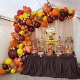 Fall Balloon Arch Kit: Orange, Burgundy & Gold with Maple Leaves