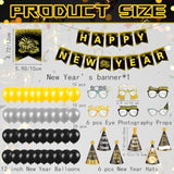 101pcs New Year 2026 Party Supplies with Hats, Noise Makers & Balloons