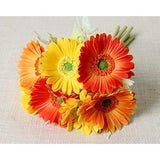 7Pcs Real Touch Pu Artificial Barberton Daisy Gerbera Daisy Flowers Bunch Bouquet Arrangements For Holiday Bridal Bouquet Home Party Decor Bridesmaid (Yellow)