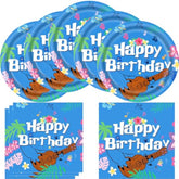Blue Cartoon Animation Luau Birthday Party Supplies, Include 20 Plates And 20 Napkins, Cartoon Animation Birthday Party Decorations