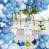 143pcs Blue Balloon Garland Kit Metallic Macaron Confetti Balloons for Parties