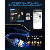[Ultra Certified 8K Hdmi Cable 10Ft: Hdmi 2.1 Cables 48Gbps High Speed Premium
