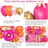 183Pcs Pink And Orange Balloons Garland Arch Kit With Hot Pink Gold Foil Flowers Balloons For Pink And Orange Party Decoration Summer Tropical Birthday Baby Shower Wedding