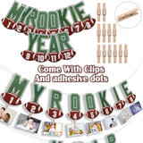 2 Pcs Football Rookie Of The Year First Birthday Party Decoration Football Monthly Photo Banner Rookie Of The Year 1St Picture Banner Birthday High Chair Decor Baby Shower Sport Party Supplies