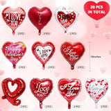 Valentine’S Day Balloons, 20Pcs Heart Shaped I Love You Balloons, Red Heart Balloons For Valentines Day Proposal Wedding Anniversary Dating Birthday Party Supplies