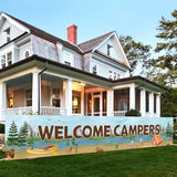 Welcome Campers Banner, Camping Theme Birthday & Baby Shower Party Backdrop