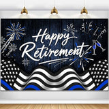 Happy Retirement Backdrop Navy Blue Police Flag Photography Background Going Away Party Black and Blue Police Theme Decoration Banner Portrait Photo Booth Studio Props 7x5ft FU07YL