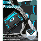 9Th Generation Case, 8Th/7Th Generation Case, 10.2 2021/2020/2019 Case With Kickstand, Heavy Duty Shockproof Hybrid Three Layer Protective Cover For Kids Boy Girl, Black+Sky Blue