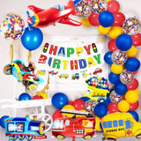 Transportation Birthday Decorations for Boys – Vehicle Banner, Foil Balloons & Cake Topper Set