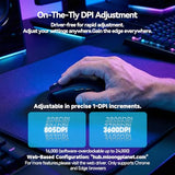 Wireless Gaming Mouse - 47G Ultra Lightweight, 8000W Switches, 24000 Dpi Optical Sensor, 120-Hour Rechargeable Battery, Symmetrical Design, Bluetooth, Usb-C Cable Black