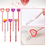 100 Pieces Valentines Cupids Arrow Rose Wood Pencils Wit Giant Love Heart Eraser Assortment Valentines Stationery Pencil For Valentines Party Favors