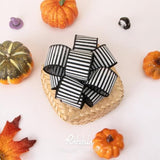 Black And White Stripe Wired Ribbon, 1-1/2 Inch X 10 Yard, Narrow Stri