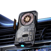 15W Transparent Smart Sensor Car Wireless Charger,Auto-Clamping Car Air Vent Phone Holder?Qc Fast Charging For Iphone15/14/13/12/11/X/8Plug Series,Samsung S Series/Noteseries (Black)