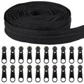 10 Yards #8 Nylon Closed-End Zippers Black Large Nylon Coil Zippers Wi