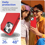 For Iphone 13/Iphone 14 Case(6.1'') With Glass Screen Protector,Heavy Duty Drop Protection Full Body Rugged Shockproof/Dust Proof Military Protective Tough Durable 13/14 6.1''_3, Red Protector
