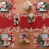 Red Snowflakes Winter Christmas Xmas Table Runner Table Decoration For Home Kitchen Dining Holiday Decor 13X72 Inch