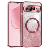 MagSafe-Compatible Google Pixel 9 Pro XL Case, Glitter Sparkle Shockproof, Rose Gold