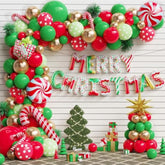 Christmas Balloon Garland Arch Kit, 157Pcs Red Green Gold Latex Balloons With Candy Cane Merry Christmas Foil Balloon For Xmas Holiday New Year Lollipop Party Decorations (Red Green)