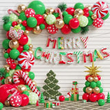 Christmas Balloon Garland Arch Kit, 157Pcs Red Green Gold Latex Balloons With Candy Cane Merry Christmas Foil Balloon For Xmas Holiday New Year Lollipop Party Decorations (Red Green)