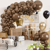 114-Pc Dark Brown Balloon Garland Kit Assorted Sizes for Party Decorations