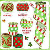 3 Rolls Christmas Wired Ribbon Red And Lime Green Christmas Wrapping R