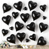 20-Pack Black Heart Foil Balloons in Multiple Sizes for Weddings, Valentine’s & Events
