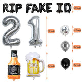 21St Birthday Decorations For Him - Black & Silver 21St Birthday Decor For Her With Cheers 21 Years Banner, Curtains, Confetti & Number Balloons