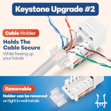 45° Angled Cat6 Keystone Jack In White - Slim Profile Rj45 Ethernet Connector