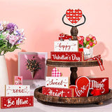3 Pcs Valentine'S Day Wooden Sign Table Decor, Happy Valentine'S Tabletop Centerpiece Xoxo Be Mine Valentine Decorations For Tables, Valentine'S Day Presents Wood Love Heart Desk Mantle Shelf Decoration