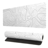 Topographic Contour White Gaming Mouse Pad Xl Geographic Map Lines Extended Big Large Desk Mat Non-Slip Rubber Base Stitched Edge Long Keyboard Mousepad For Pc Computer Laptop,31.5X11.8 Inch