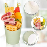 50Pcs Sage Green Charcuterie Cups With Bamboo Sticks Plastic Treat Goodie Bags Gold Twist Ties 14Oz Disposable Paper French Fries Cup Holder For Home Kitchen Baby Shower Birthday Party Supply