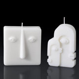 2 Pcs Shaped Candles Cool Candles Aesthetic Weird Face Geometric White Decorative Sculpture Scented Soy Wax Fun Modern Trendy For Bedroom Bathroom Shelf Decor(Simple Style)