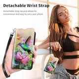 Phone Case Wallet with Card Holder, Wrist Strap, and Kickstand for Jitterbug Smart 4, TCL 40XL, and TCL 40T - Bird Pink Lotus Pattern