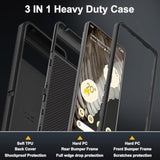 For Google Pixel 7 Pro Case With 2Pcs Self Healing Flexible Tpu Screen Protector & Camera Lens Protector, 3 In 1 Heavy Duty Shockproof/Drop Proof/Dust Proof Case (Black/Black)
