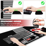 Large Gaming Mouse Pad, Keyboard Wrist Rest Pad & Wrist Support Mousepad Set, Stitched Edge, Extended, Non-Slip Base, Memory Foam Desk Mat, Black Game Console