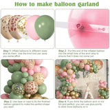 170Pcs Jungle Safari Balloons Garland Arch Kit Animal Printed Pink Sage Green Balloons Wild One Giraffe Leopard Safari Baby Shower Decorations For Girl Birthday Party Supplies