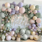 Dusty Green Purple Pink Balloon Garland, Double Stuffed Lavender Light Mist Green Ivory Pastel Balloon Arch Kit With Lilac Blush Latex For Baby Shower Birthday Wedding Flower Party Decoration