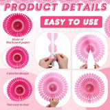 12Pcs Paper Fans Hot Pink Party Decorations Tissue Paper Flowers Decorations Hanging Honeycomb Round Paper Fans Decoration For Girl Groovy Birthday Baby Shower Wedding