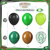 Green Brown Balloons, 60 Pcs 12 Inch Dark Green Black Confetti Balloons For Boys Men Kids Video Game Theme Jungle Safari Baby Shower Woodland Hunting Graduation Camo Birthday Army Party Decorations