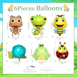 6Pcs Insect Foil Balloons Bee Ladybug Ant Mantis Frog Snail for Party