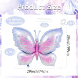 6 Pieces 39 Inches Purple Butterfly Balloons - Large Gradient Butterflies Foil Mylar Balloons For Birthdays, Garden, Spring Decorations, Butterfly-Themed Event, Baby Shower, And Wedding Party Supplies