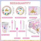 Princess Birthday Party Decorations, 166Pcs Princess Party Girls Decorations Set Includes Prin Cess Plates Napkins Cups Tablecloth Serve 16, Shoulder Strap Crown, Banner Garland Cake Toppers Balloons