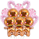 12-Piece Christmas Balloon Set with Gingerbread and Candy Cane Foil Balloons