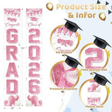 COHIE Congrats Grad Class of 2026 Porch Banner a Set of 2, 12"x71" 2026 Graduation Party Decor for Senior High School College University Grad Parties Supplies Indoor Outdoor (Pink and White)