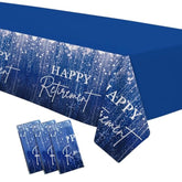Blue Retirement Party Tablecloth Decorations - Disposable Happy Retirement Party Supplies For Men Women Tablecover, Retirement Table Decorations Table Cloth - 3 Pack (54In X 108In)