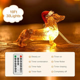 Dachshund Dog String Lights, 10Ft 30 Led Weiner Dog Twinkle Lights, Usb & Battery Operated Dachshund Christmas Lights Wi