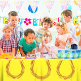 2Pc Softball Party Tablecloths Plastic Cover 54x87In Sports Party Decor