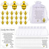 24 Sets Bee Good Luck Charm Gifts With Inspirational Story Cards And Organza Bags, Small Resin Bee Decor Pocket Favors For Teacher Appreciation Coworkers Employees Friends Holiday Party