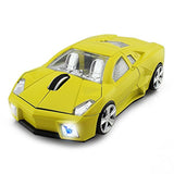Wireless Sports Car Mouse Computer Mice Shiny Surface 2.4Ghz Wireless Mouse (Yellow)